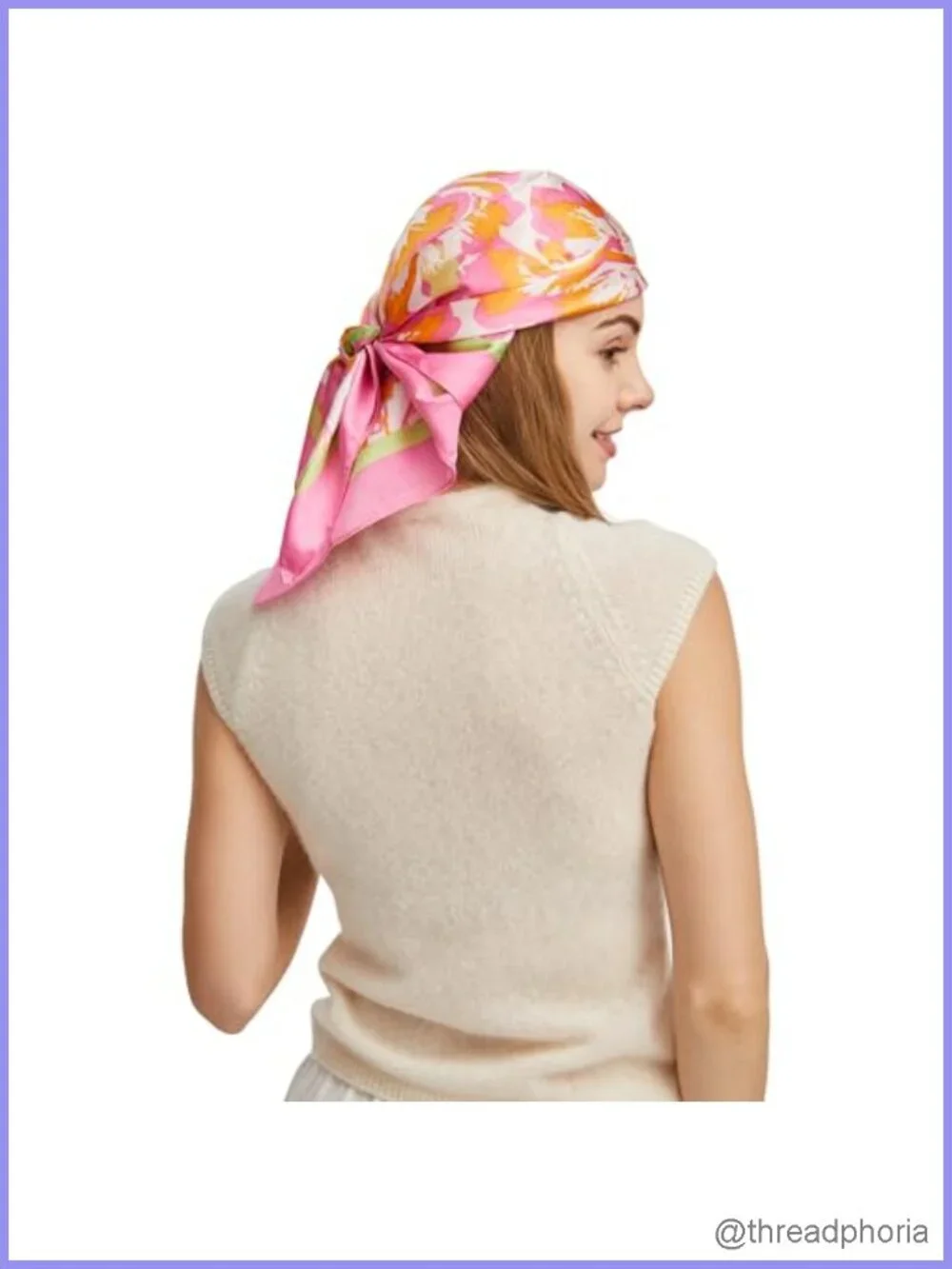 Satin Silk Feel Square Scarf Head Wrap Bandana for Women Hair Accessory